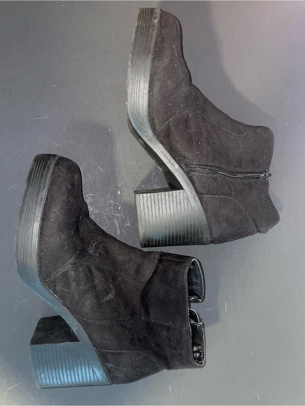 Joe Boxer Black Suede Ankle Booties with Block Heel